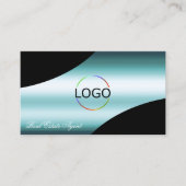 Uitstekende zwarte Blauwgroen gebogen decor lijnen Visitekaartje (Voorkant)