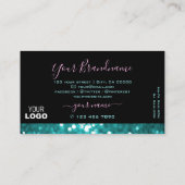 Uitstekende zwarte Blauwgroen mousserende glitter Visitekaartje (Achterkant)