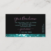 Uitstekende zwarte Blauwgroen mousserende glitters Visitekaartje (Achterkant)