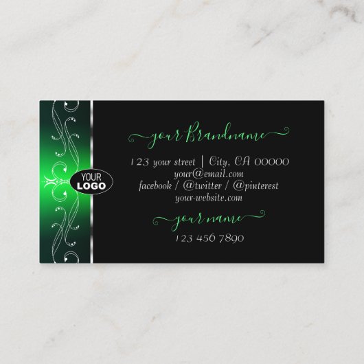 Uitstekende zwarte Groene  Grenzen met Logo Visitekaartje (Achterkant)