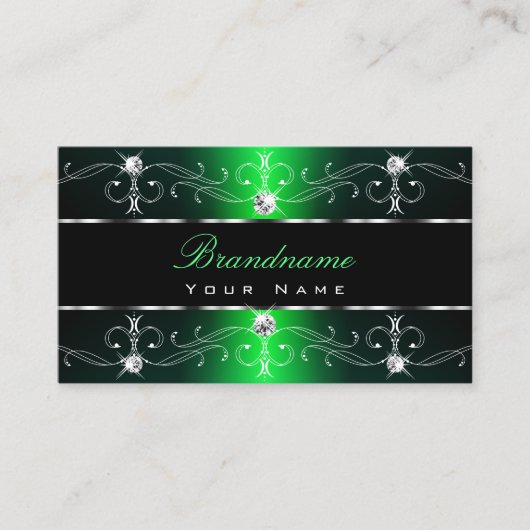 Uitstekende zwarte groene  grenzen Ornamenten Visitekaartje (Voorkant)