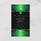 Uitstekende zwarte groene  Ornamenten Monogram Visitekaartje (Achterkant)