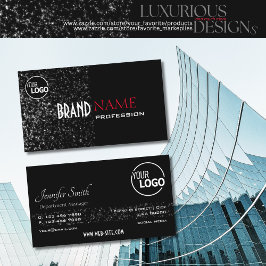 Uitstekende zwarte kleine glitter sterren en Logo  Visitekaartje