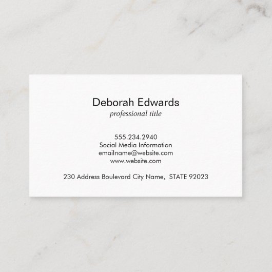 Uitstekende zwarte marmer visitekaartje (Achterkant)