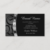 Uitstekende zwarte zilver met Monogram Diamonds Visitekaartje (Achterkant)