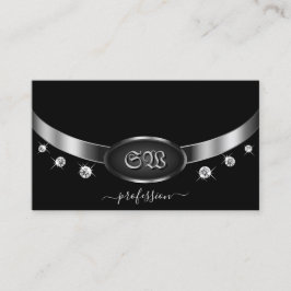 Uitstekende zwarte zilver met Monogram Diamonds Visitekaartje