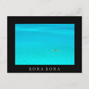 Uitstekingskano in zwarte briefkaart Bora Bora Bor