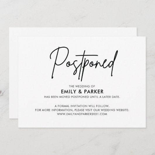 Uitstel aankondiging (Voorkant / Achterkant)