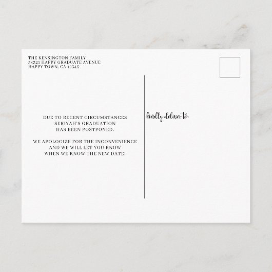 Uitstel Afstuderen Rustic Wood Briefkaart (Achterkant)