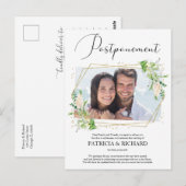 Uitstel Bruiloft Groene Foto Aankondiging Briefkaart (Voorkant / Achterkant)