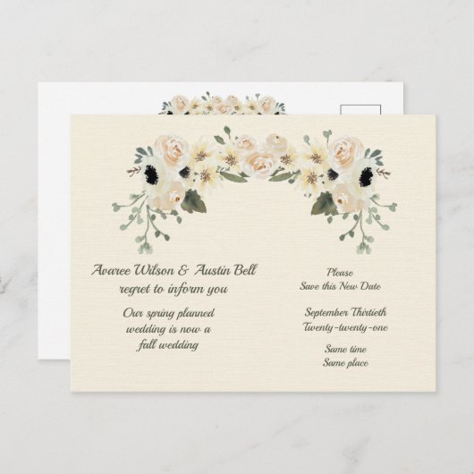 Uitstel bruiloft lente naar herfst aankondiging P (Voorkant / Achterkant)