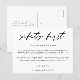 Uitstel Bruiloft Veiligheid Eerst COVID Script Aankondigingskaart