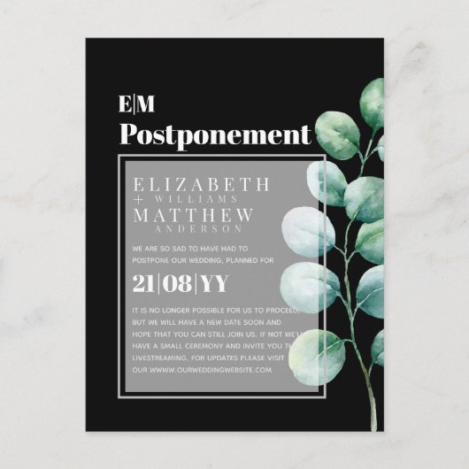 Uitstel Eucalyptus Groenvoorziening Wijziging van  Briefkaart (Voorkant)