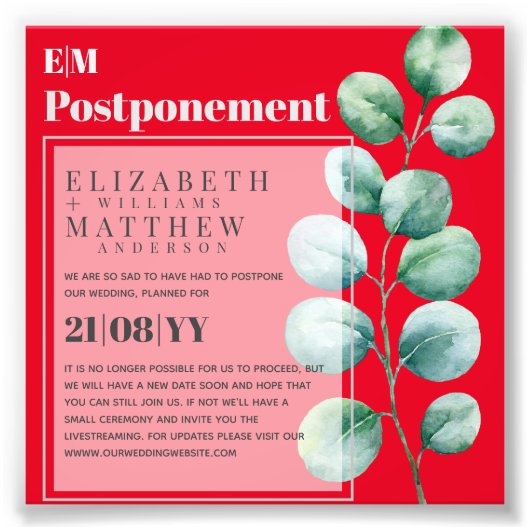 Uitstel Eucalyptus Groenvoorziening Wijziging van  Foto Afdruk (Voorkant)