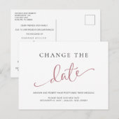 Uitstel Huwelijk Wijzig de Datum Roos Zwart Aankondigingskaart (Voorkant / Achterkant)