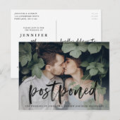 Uitstel moderne geborstelde script trouwdatum aankondigingskaart (Voorkant / Achterkant)
