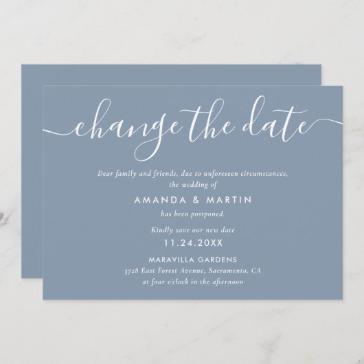 Uitstel Trouw Dusty Blue Aankondiging (Voorkant / Achterkant)