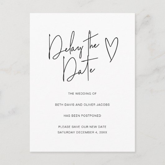 Uitstel van datum Wijziging van plannen Eenvoudige Aankondigingskaart (Voorkant)