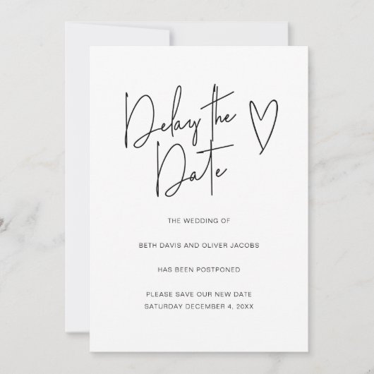 Uitstel van datum Wijziging van plannen Eenvoudige Save The Date (Voorkant)