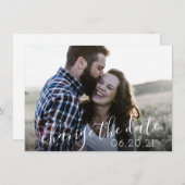 Uitstel van de bruiloft in modern schrift save the date (Voorkant / Achterkant)