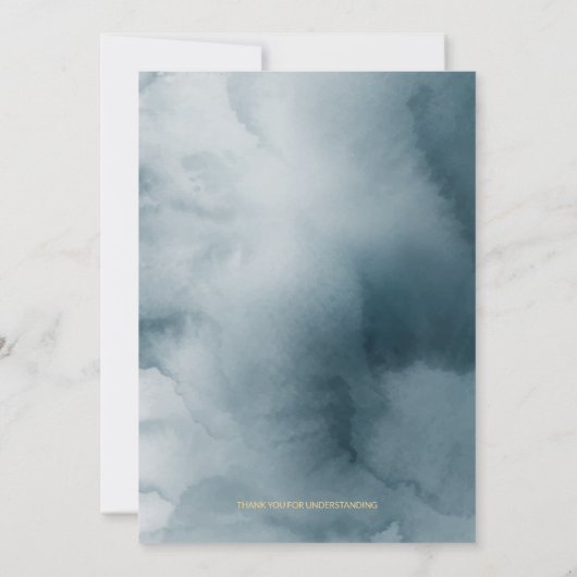 Uitstel van de bruiloft Navy en Goud Aquarel Kaart (Achterkant)