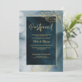 Uitstel van de bruiloft Navy en Goud Waterverf Kaart (Staand voorkant)