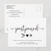 Uitstel van de bruiloft & nieuwe datum Hart Zwart  Aankondigingskaart (Voorkant / Achterkant)