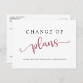 Uitstel van de bruiloft Verandering van plannen Ro Aankondigingskaart (Voorkant / Achterkant)