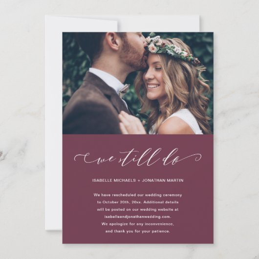 Uitstel van de bruiloft We trouwen nog steeds Bour Aankondiging (Voorkant)