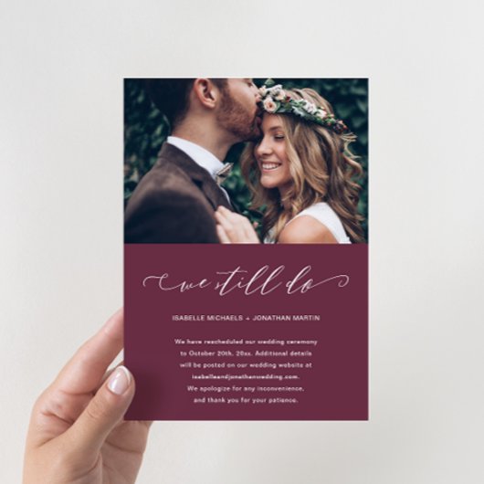 Uitstel van de bruiloft We trouwen nog steeds Bour Aankondiging
