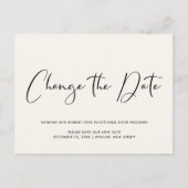 Uitstel van de bruiloft Wijzig de datum Licht crem Aankondigingskaart (Voorkant)