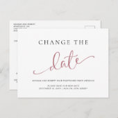 Uitstel van de bruiloft Wijzig de datum Roos Zwart Aankondigingskaart (Voorkant / Achterkant)