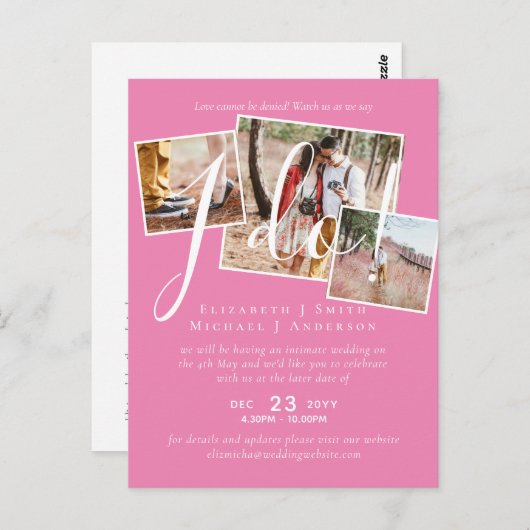 Uitstel van de bruiloft Wijziging datum receptie Briefkaart (Voorkant / Achterkant)