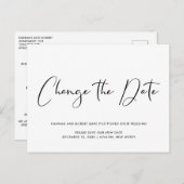 Uitstel van de bruiloft Wijziging van de datum Zwa Aankondigingskaart (Voorkant / Achterkant)
