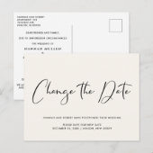 Uitstel van de bruiloft Wijzigingsdatum Licht Crèm Aankondigingskaart (Voorkant / Achterkant)