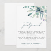 Uitstel van de delicate blauwe bloemige bruiloft aankondiging (Voorkant / Achterkant)