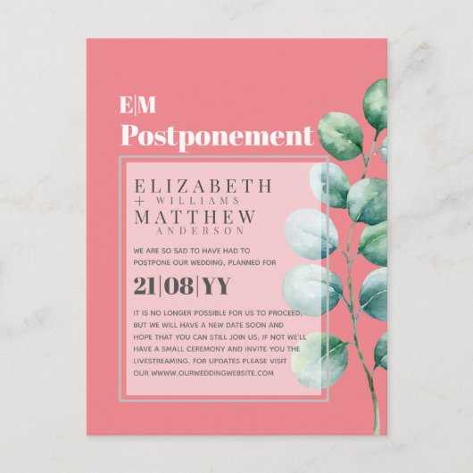 Uitstel van de Griekse regering Eucalyptus Briefkaart (Voorkant)