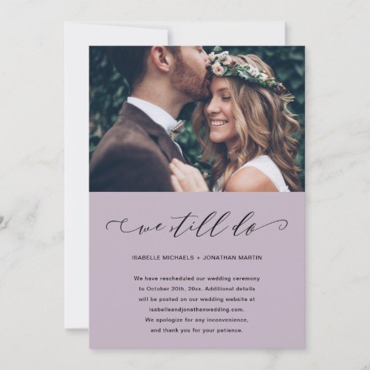 Uitstel van de paarse bruiloft We doen het nog ste Aankondiging (Voorkant)