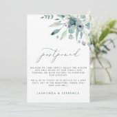 Uitstel van de trouwerij met Delicate Blues Bloemm Aankondiging (Staand voorkant)