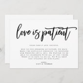 Uitstel van het huwelijk vanwege geduldige liefde aankondiging (Voorkant / Achterkant)