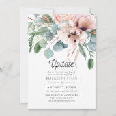 Uitstel van Roze Klaproos Eucalyptus Bruiloft Kaart (Voorkant)