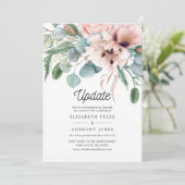 Uitstel van Roze Klaproos Eucalyptus Bruiloft Kaart (Staand voorkant)