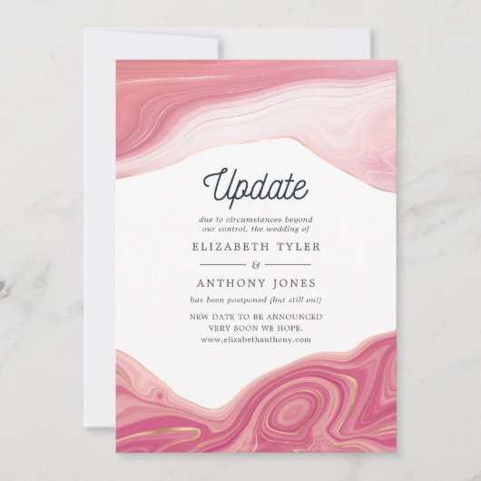 Uitstel van Trouwdatum Rose Quartz Strata Agate Kaart (Voorkant)