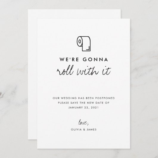 Uitstellen van de bruiloft met aanpassing van plan aankondiging (Voorkant / Achterkant)