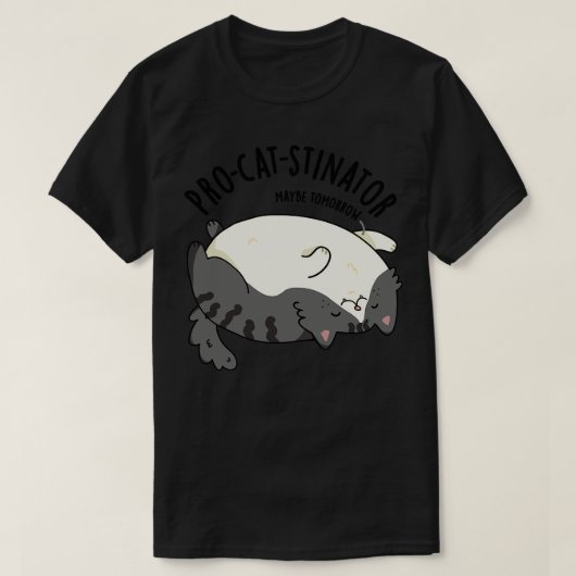 Uitsteller Funny Fat Cat Pun T-shirt (Design voorkant)