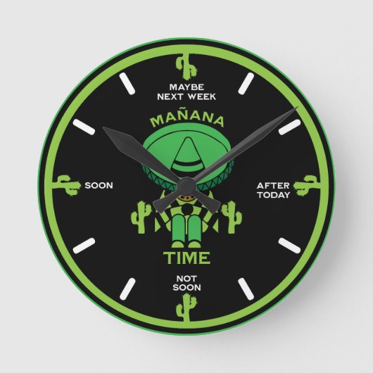 Uitsteller Luie Persoon Gift Ronde Klok (Voorkant)