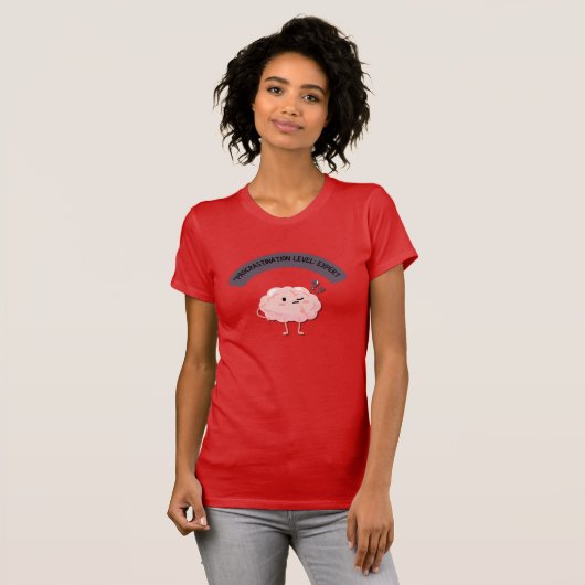 Uitstelniveau: expert – grappig brein t-shirt (Voorkant volledig)
