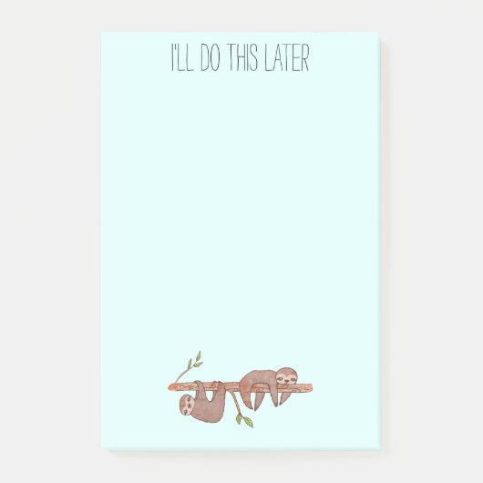 Uitstelpende Schattigee paar baby luiaards op Bran Post-it® Notes (Voorkant)