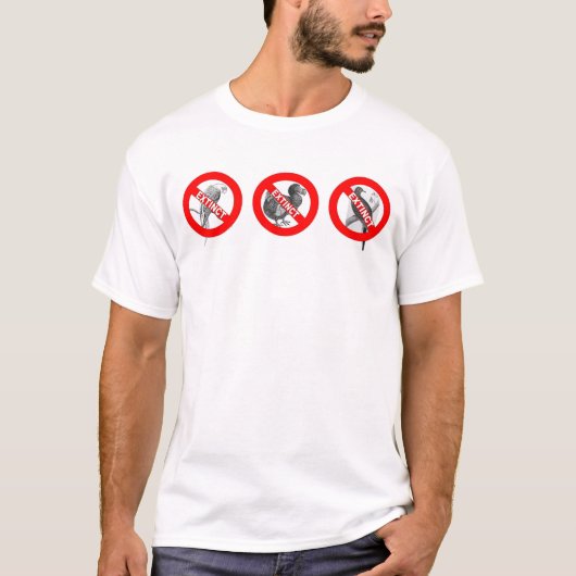 Uitsterven is geen rentmeesterschap. t-shirt (Voorkant)
