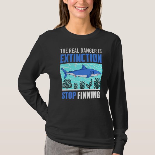 Uitsterven is het echte gevaar Stop Finning 2 T-shirt (Voorkant)